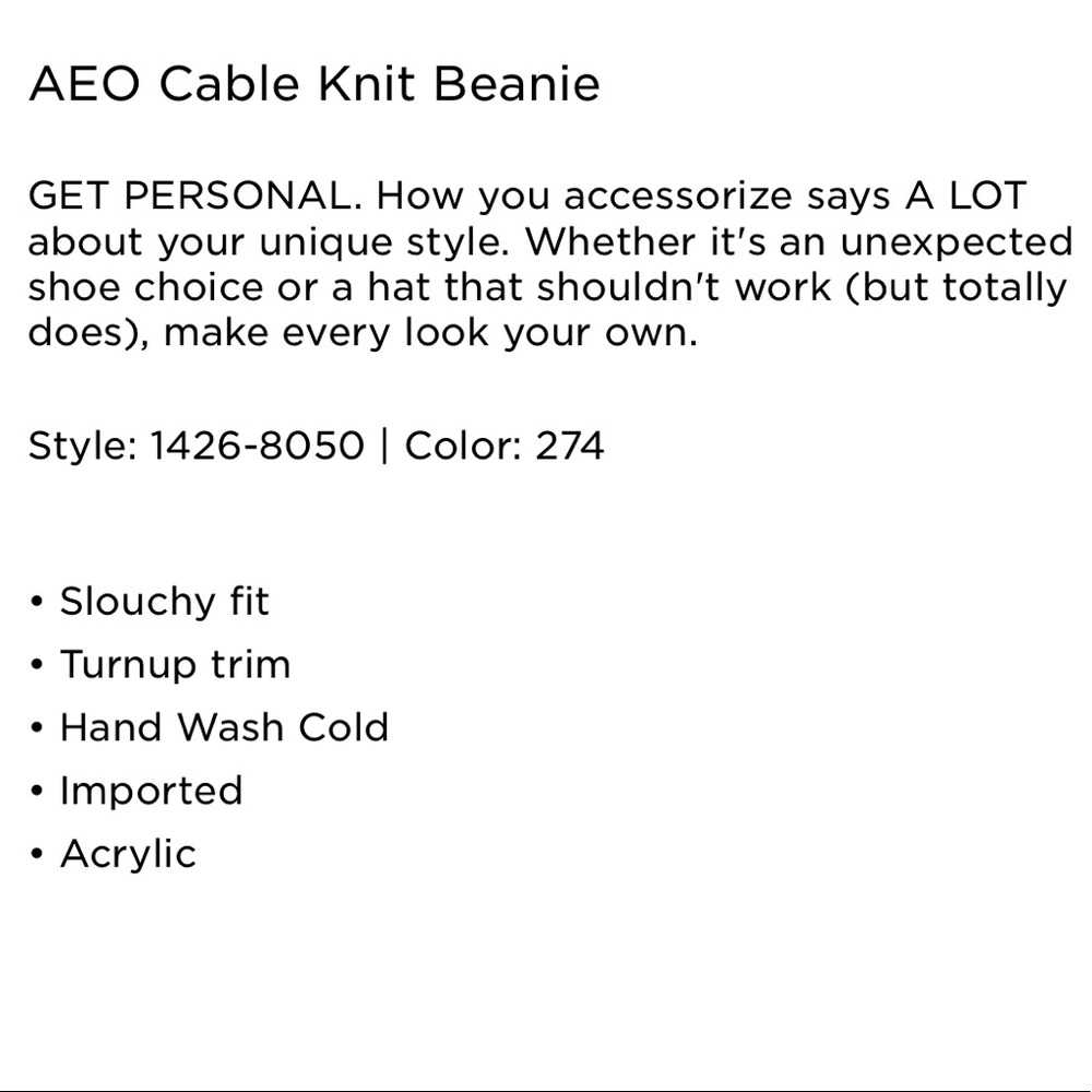 New American Eagle Women’s Cable Knit Beanie - Picture 2 of 3